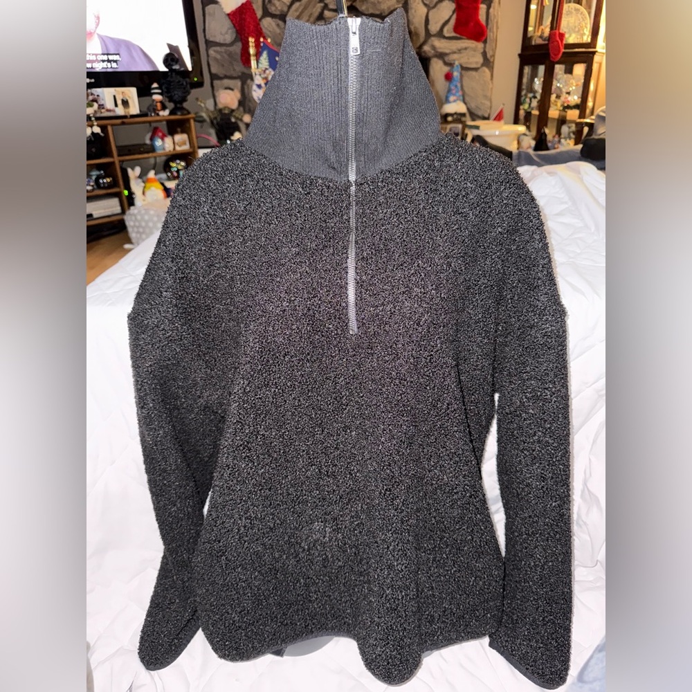 Elle Women’s Black 1/4 Zip Fleece Pullover Sweater